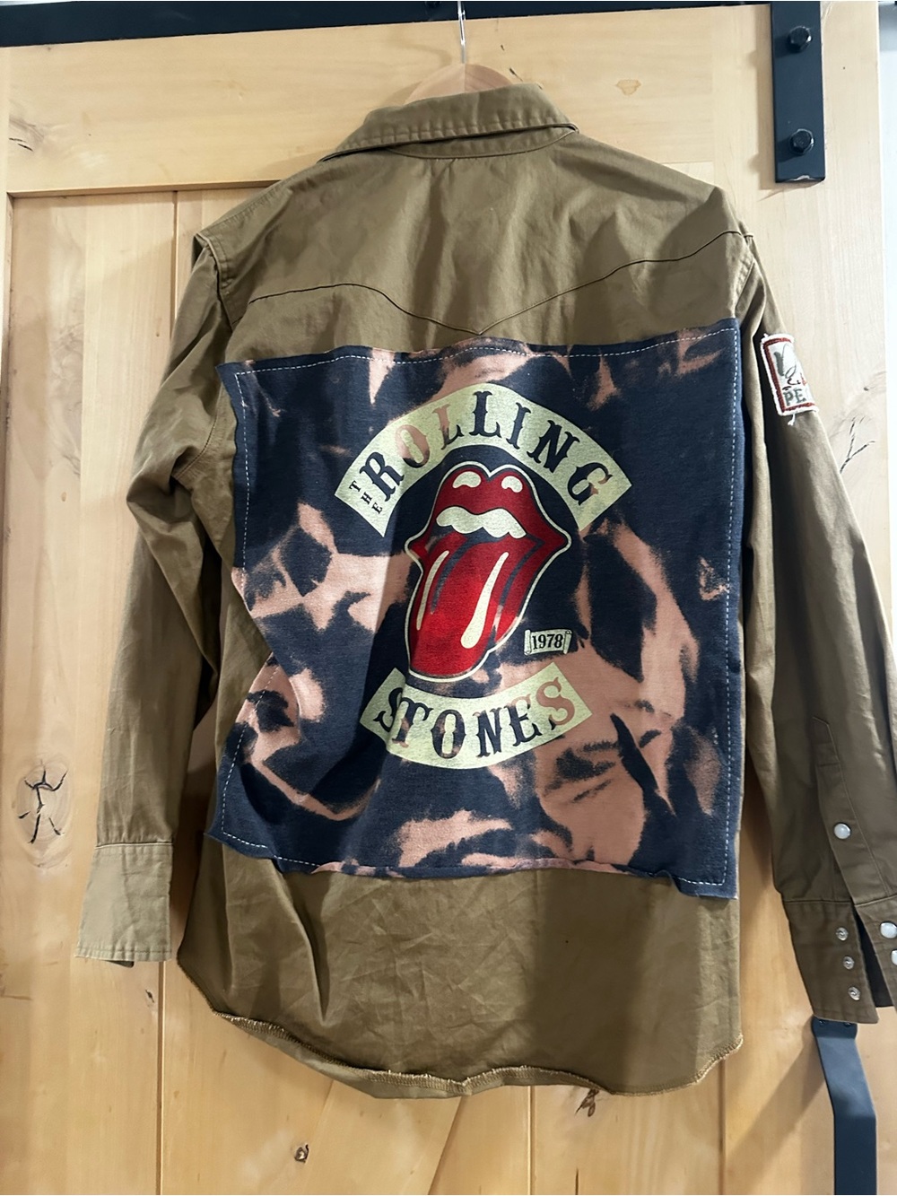 Olive Green Utility Jacket with Graphic Back Patch